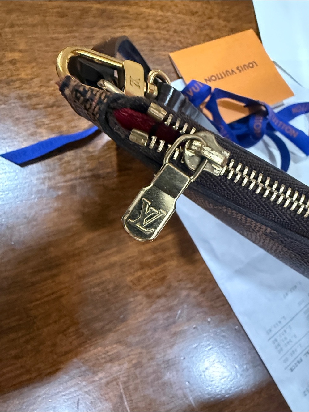 Louis Vuitton Neverfull Damier Ebene Wristlet Pochette with Receipt - Picture 3 of 15